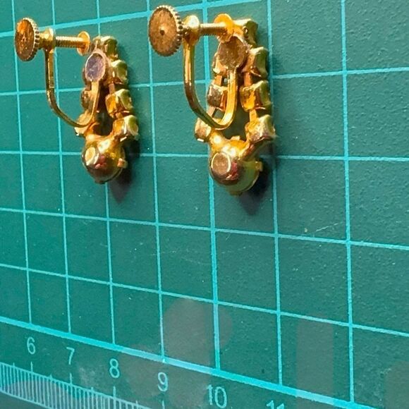 “Golden Glimmer” Screw back Earrings - Picture 4 of 4
